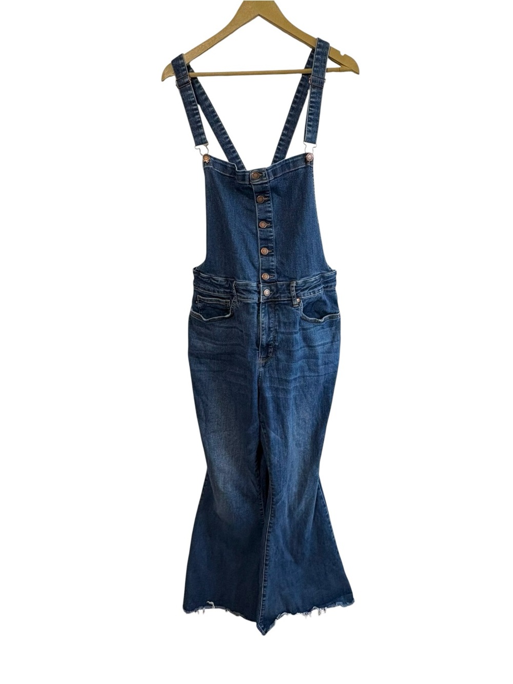 Judy Blue Size 2XL Dark Wash Flare Overalls Denim Boho Travel Preppy Granola